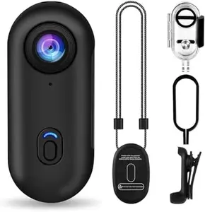 i3 4K Thumb Action Camera Tiny Size Mount Anywhere Small Body Camera with Spring Clip Portable Vlogging Hands-Free POV Recording Helmet Cam for Cycling Motorcycle 128G Card Black Compact Iron Magnetic Metal