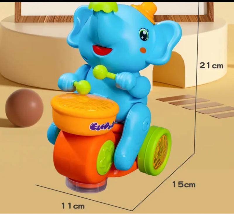 New Interactive Elephant Toy 8x6x5 inches for Toddlers & Kids with LED Lights Realistic Sound Effects & Soft Drum Feature Sensory Play