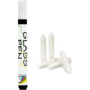 Glass Pen Liquid  Marker: White Narrow 5mm with 5 Pack  Tips - Glass Writing Pens and Painting  with Washable, Erasable Ink - Windows, Mirrors, Signs, Crafts