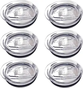 6Pcs Skinny Tumbler Replacement Lids Plastic Splash Covers tops for 20 oz coffee cup lids Clear Cup Covers for 2.64 Inch Mouth Tumbler Cooler