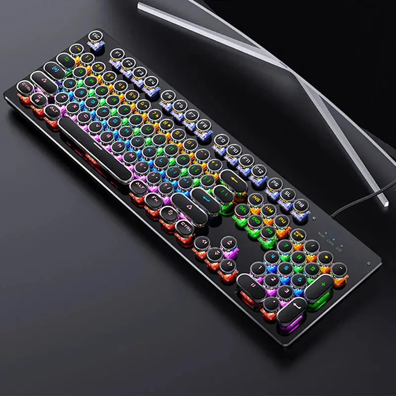 Retro Punk Mechanical Gaming Keyboard RGB Backlit, Gamers/Office, Gaming Input, Mechanical Keys