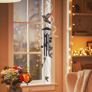 Colorful Metal Hummingbird Wind Chime, Outdoor Wind Chimes, Garden Gift for Bird Lovers, Birthday Party Decoration, Memorial Gift, Outdoor Indoor Decor