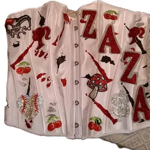 Women's Customized Bustier Corset Top Satin Waist Cincher Overbust Bustiers