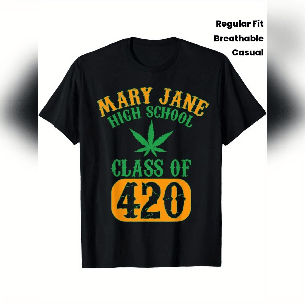 Men's Class Of 420 Weed Graphic T-Shirt 100% Fabric Crew Neck Short Sleeve Regular Fit Weekend Casual Wear All-Sea Breathable Cotton Tee