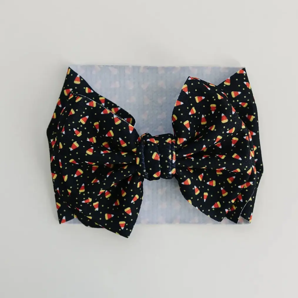 XL Candy Corn Double Bow Baby Headband