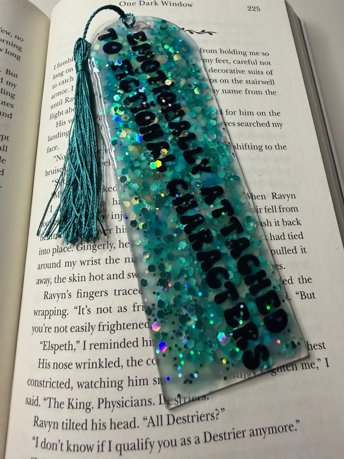 Emotionally Attached Glitter Resin Bookmark