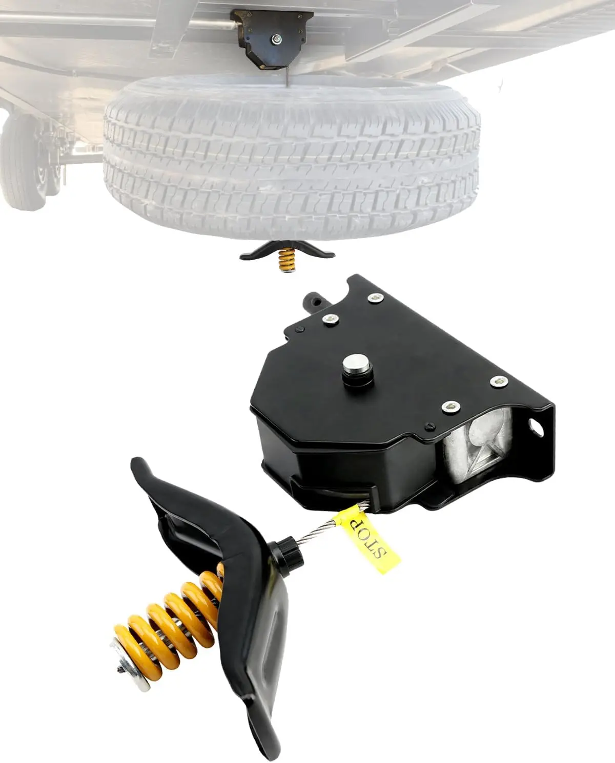 Spare Tire Hoist, Spare Tire Mount, Fit for RVs Trailers Trucks Motorhomes | Spare Tyre Holder with Offset Cable, Spare Wheel Towing Winch, Spare Tire Lift Assembly, LC159056, 159056