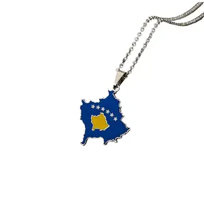 Kosovo Flag Map Necklace Charm Unisex gift