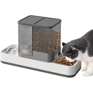 PetSafe Automatic Small Pet Feeder and Water Dispenser 2 in 1 Gravity Cat Auto Pet Feeder and Waterer Set Feeder Dish for Small Medium Pets Dog Puppy Kitten Grey