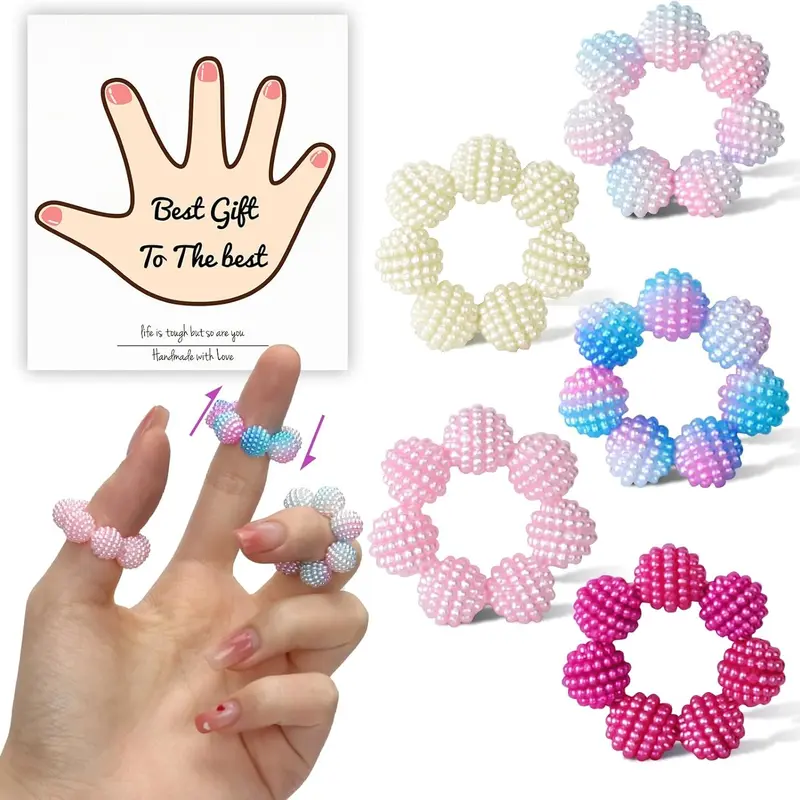 5-Piece Set Colorful Fidget Rings, Nail Beads & Finger Massage Device, Stress Relief Sensory Ring for Office Workers, Calming Toy Massager, Fidget Gift Set