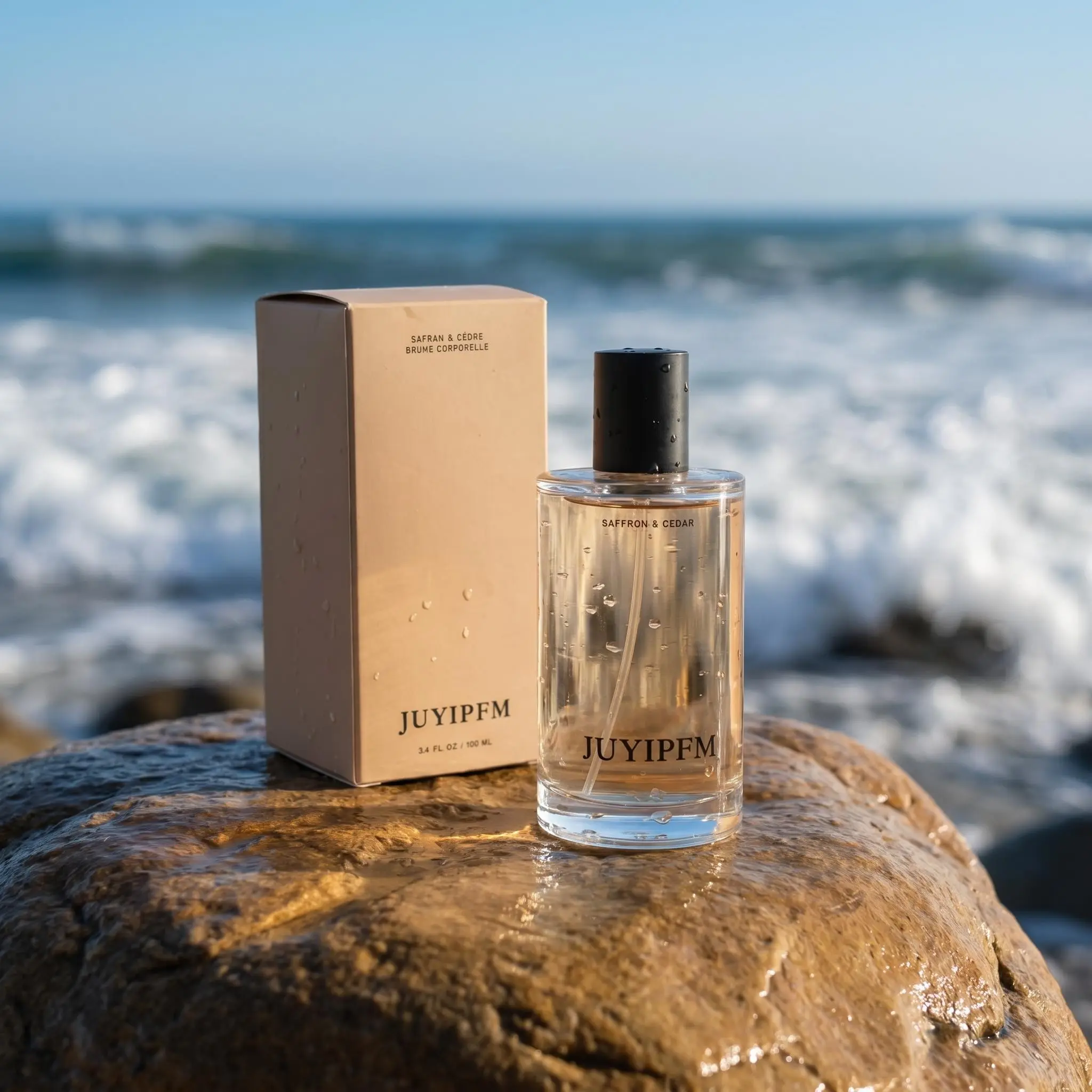 Saffron & Cedar Eau de Parfum for Men Women, Pacific Coast Ocean Woody Fragrance with Saffron Neroli Jasmine Oakmoss Sugar Cane Long Lasting Perfume Spray, 100ml