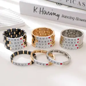 Bohemian Love Bracelet Enamel Letter Bead Chain Free-Spirited Stacking Jewelry 2025 Gift Box Packing