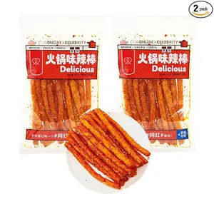 Mkostlich Latiao Spicy Strips, 2 Packs Latio Hot and Spicy, Chinese Spicy Sticks, Spicy Sticks Chinese Snacks, 3.59oz/pack  (3.59oz*2Pcs, Spicy Sticks)