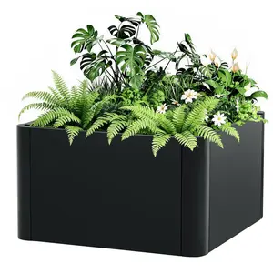 20" Metal Planter Box ,Modern Heavy Duty Steel Raised Garden Bed, Snap-On Tool-Free Assembly, Rounded Corners & Open Base for Outdoor Patio Garden, Open Bottom