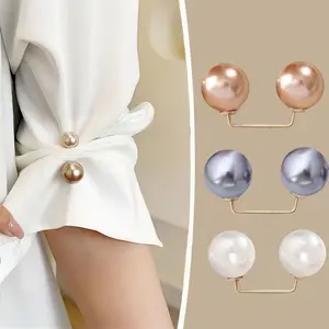 Tighten waist buckle alloy brooch pin clip artificial pearl adjustable button accessories button clothing