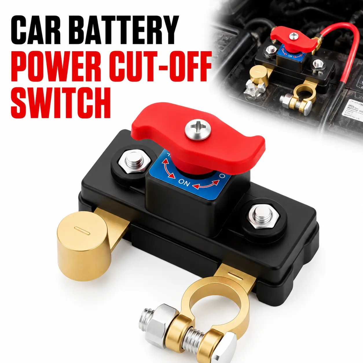 2PCS Battery Disconnect Switch, Pure Copper Battery Cut-Off Switch, High Conductivity Quick Disconnect for Car Truck Boat RV ATV