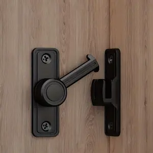 1pc Premium Zinc Alloy Barn Door Lock Latch - 90/180 Degree Adjustable, Robust Security for Bathroom, Garage, Bedroom & More - Durable, Smooth Slide Lock