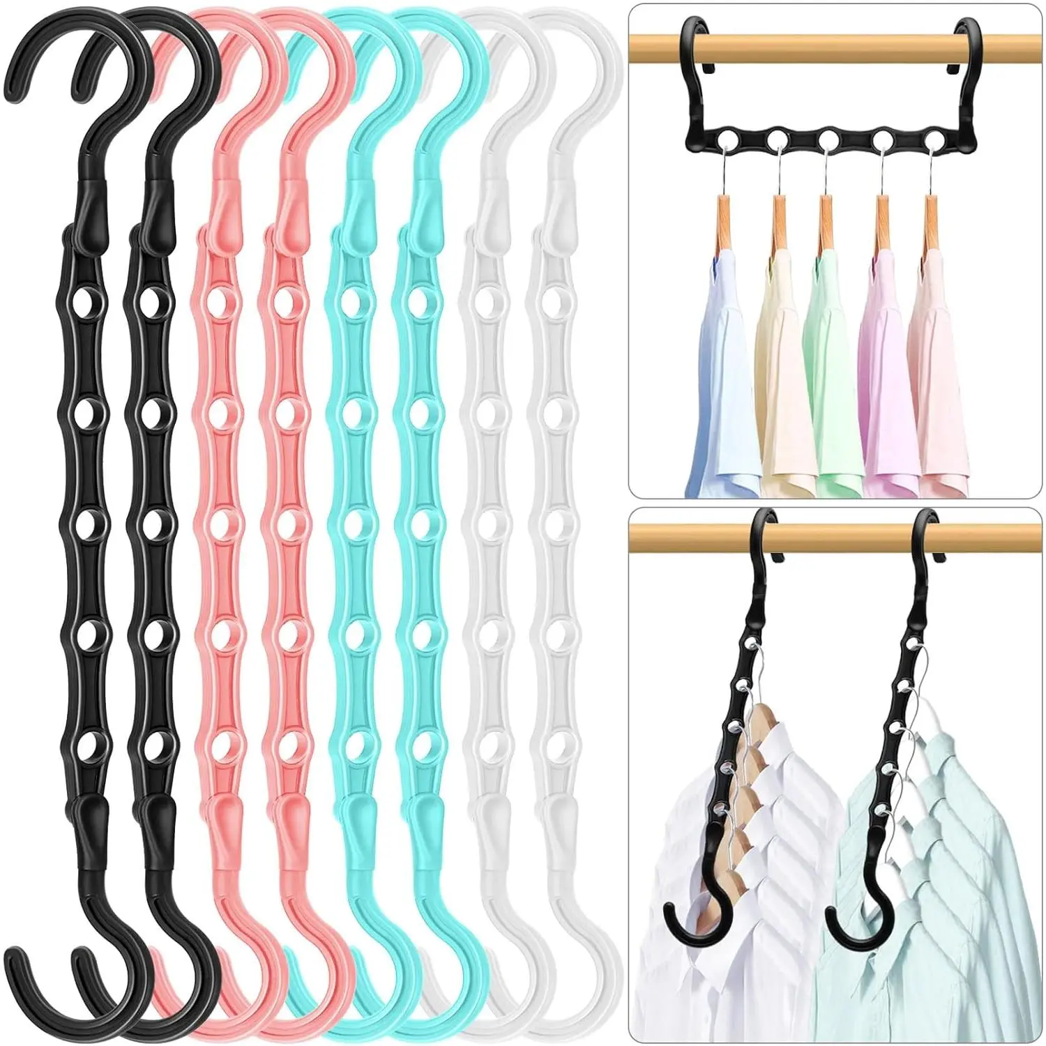 Closet Organizers and Storage, Sturdy Space Saving Hanger for Heavy Clothes, Upgraded Cascading Hangers, Magic Closet Organization Clothes Hangers, College Dorm Room Essentials for Girls, 8 Pack