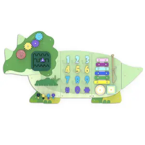 BlueWood Giggle Series Busy Board Triceratops -Montessori-Inspired Toys STEAM Sensory Toy Set for Toddlers Activity Wall Panel for Hands-On Learning, Motor Skills Development & Parent-Child Play Early Learning Wooden Educational Toy Baby Shower gifts
