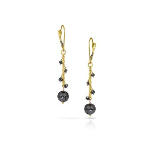 14k Black Diamond Drop Earrings