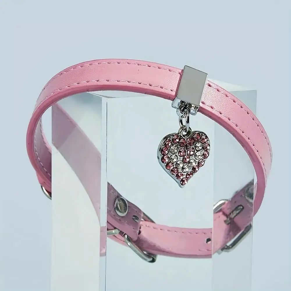 Heart Design Pendant Pet Collar With Safety Buckle, Adjustable Pet Collar For Small Medium Dogs & Cats