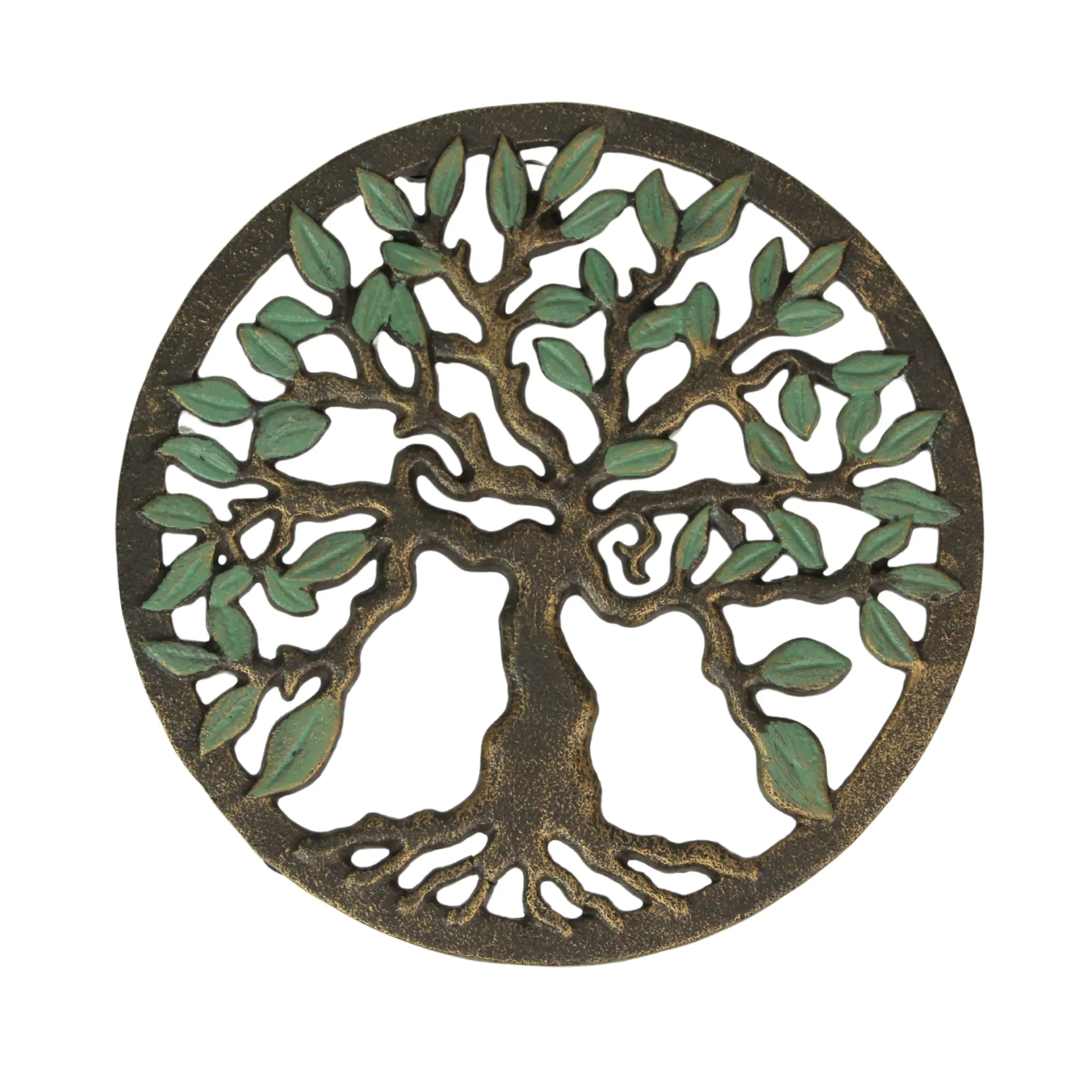 7.75in Gold Tree of Life Trivet - Cast Iron for Kitchen or Wall Elegance