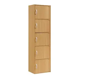 Hodedah 5-Shelf, 5-Door Multipurpose Cabinet, Brown Hodedah 5-Shelf, 5-Door Multipurpose Cabinet, Brown