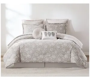 Lush Decor Zara Floral Block Cotton Comforter 8Pc Set King