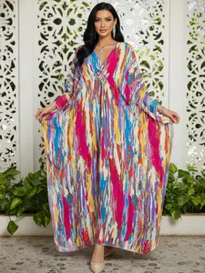 EDOLYNSA kaftans for woman printing Moo Moo Dress Soft beach dress daily wear bathing suit cover up seaside robe flowy relaxed caftan lounge wear vacation Boho Casual Kaftan Outerwear Q1755