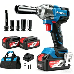 【5-year warranty】Dong Cheng 20V Max Cordless Impact Wrench 1/2", High Torque 360 ft-lbs, with 3 Mode Speed, 2*4.0Ah Battery and Charger, Brushless Power Impact Gun for Car Tires, Includes 4 Impact Sockets and Kit Bag Power Impact Driver Heavy Duty Tool