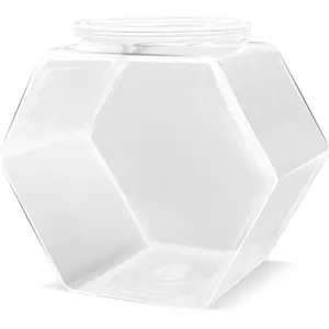72Oz Clear Hexagon Plastic Candy Jars with Lids, Dry Food Cookie Jars for Kitchen Counter, Snack Containers for Candy Buffet