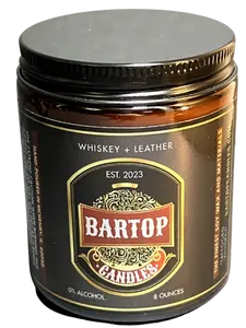 Whiskey and Leather 8 OZ. Candle by Bartop Candles