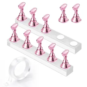 Nail Stand for Nails Art Display Practice Nail Holder for Painting Nails Stand for False Nail Press On Designs Magnetic Fake Nail Holder with 1M Double-sided Tape For Home DIY Salon Supplies