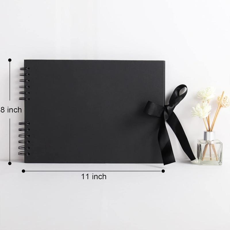 1Set 80 Pages Black Kraft Paper DIY Handmade Album Scrapbook, 11x8 Inches Large Scrapbook Photo Album with DIY Accessories Kit for Anniversary Wedding Graduation Travel Love Memory