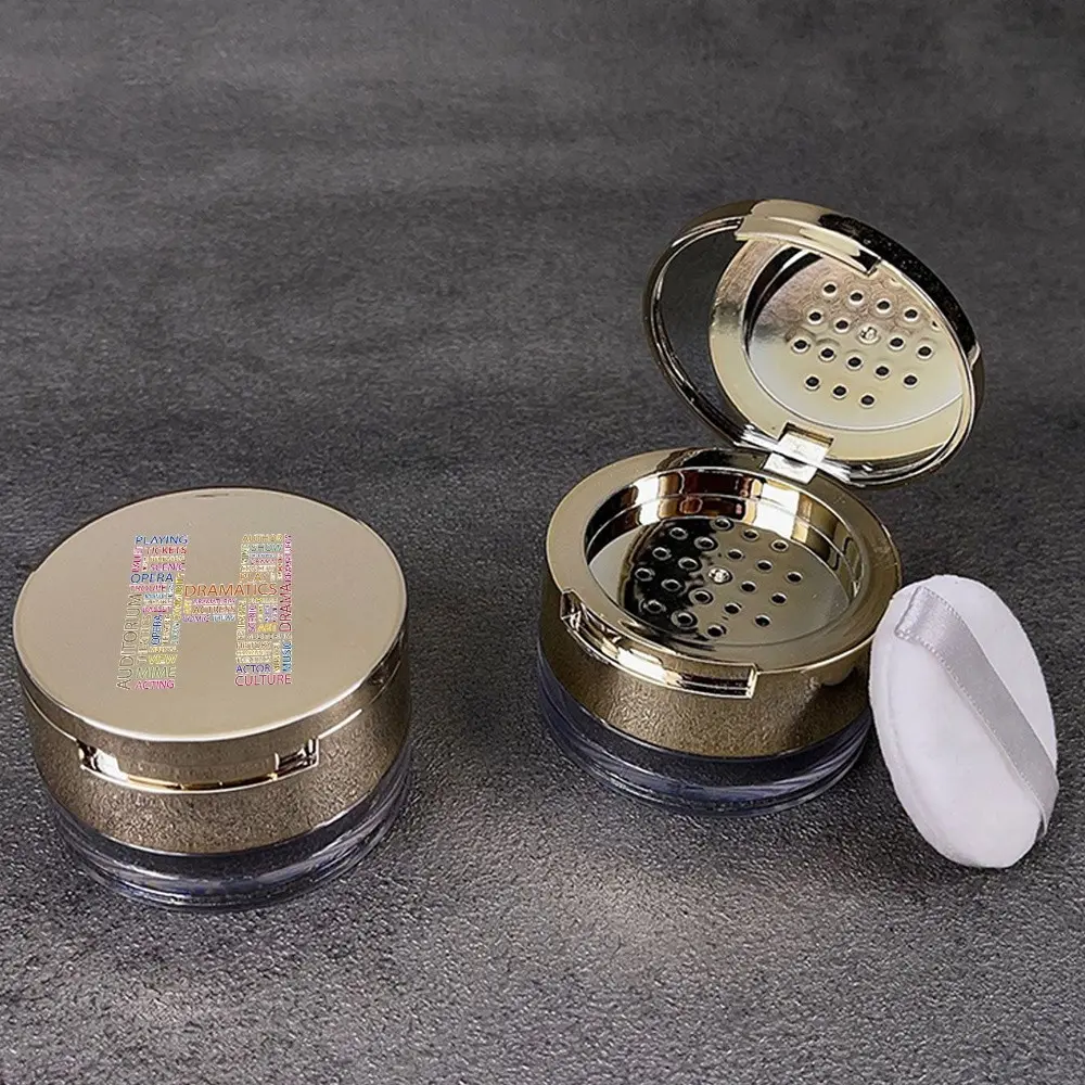 Women Loose Powder Jar, Unscented Clear Travel Size, Durable Reusable Cosmetics Container, Eye Shadow & Honey Powder Storage