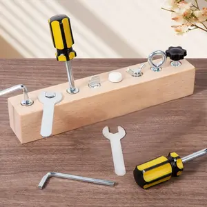 1 set of portable wooden peg puzzle unlocking toy, available with four holes or eight holes, educational screw toy for preschool fine motor skill training, suitable for 3-6 year old children's wooden engineering toy.