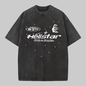 Summer Casual Vintage Acid Wash Hellstar Earth To Paradise Oversized T Shirt Cyber Y2K Opium Core Dark Grunge Streetwear Hardcore Gym Pump Cover Distressed Heavyweight Cotton Aesthetic Retro Graphic Men Women Top