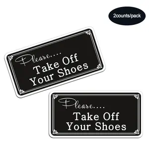 Take Off Your Shoes Letter Pattern Sticker, 2 Counts Self Adhesive Decor Paper, Decor Sticker for Home, Decorative Stickers