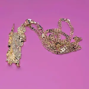N37-Jude Thaddeus Copper Gold-Plated Mariner 4mm Chain Unisex Jewelry 2.5-Inch Length Elegant Design for Men & Women