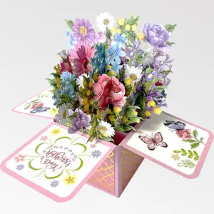 Flower Pop Up Mothers Day Card, 3D Pop Up Happy Mothers Day Greeting Card, Perfect Gift for Her, Wife, Mom, Grandma, Aunt, Daughter