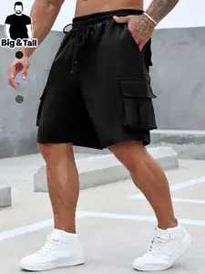 Men's Plus Size Workwear Shorts, Classic Fashion, Multiple Pockets, Drawstring, Casual Summer Series, Comfortable and Stylish