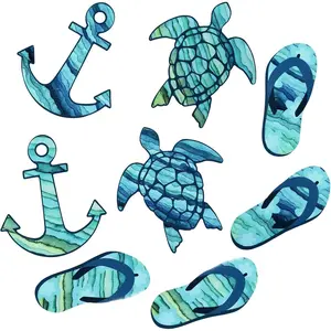 8 count Cruise Door Magnets Decorations Turtle Cruise Magnets Flip Flop Anchor Nautical Ship Decorations for Car Refrigerator Door Sign Cabin, 5 Inch