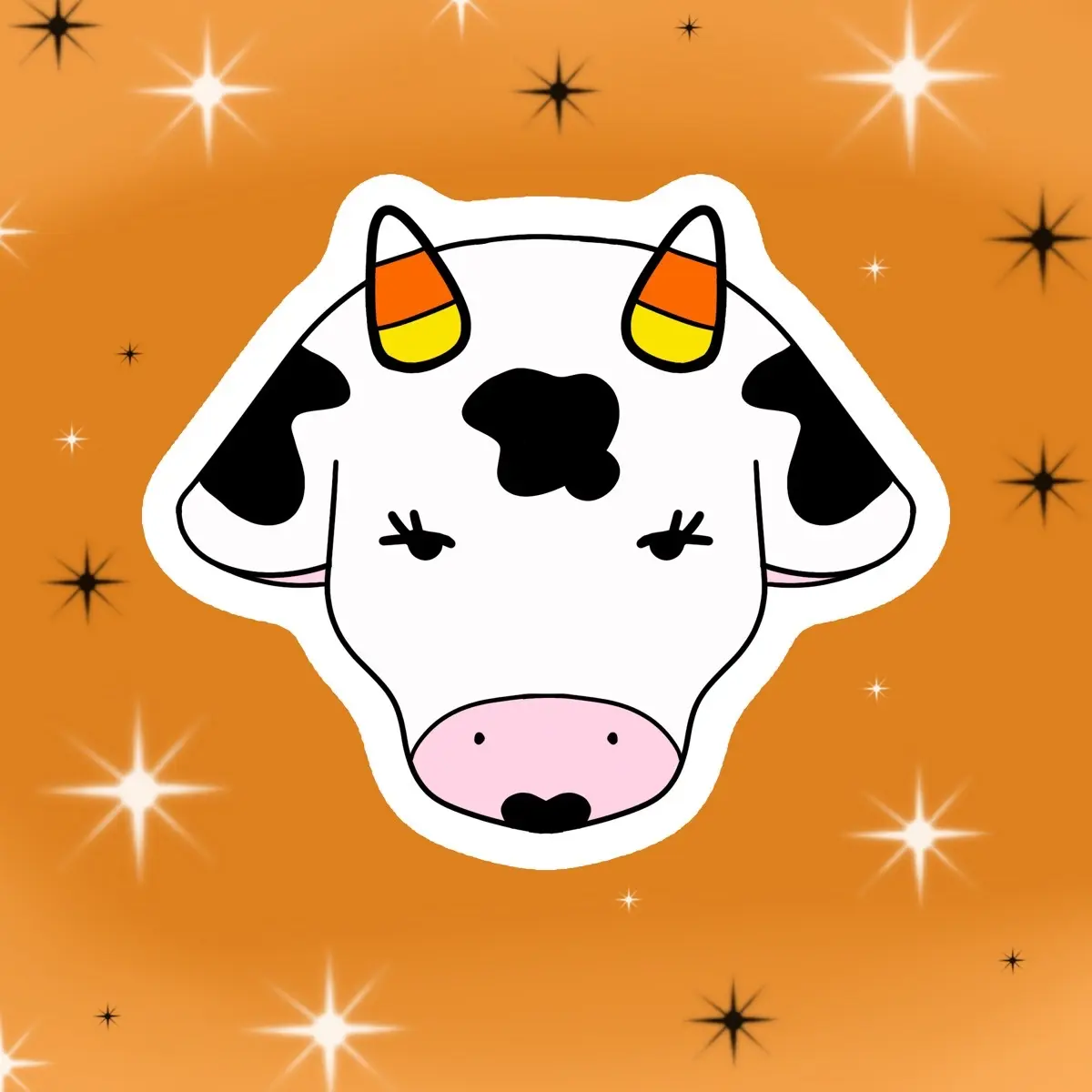 Candy Corn Cow sticker Plastic