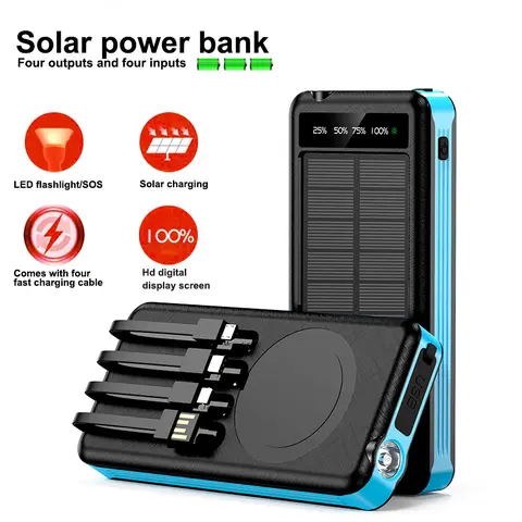 10,000mAh Compact Solar Power Bank - Portable Rechargeable External Battery with USB-C, Dual Flashlight, Solar Panel for Mobile Devices, Camping, EDC Gadgets (Orange, Wireless Charging Capable)