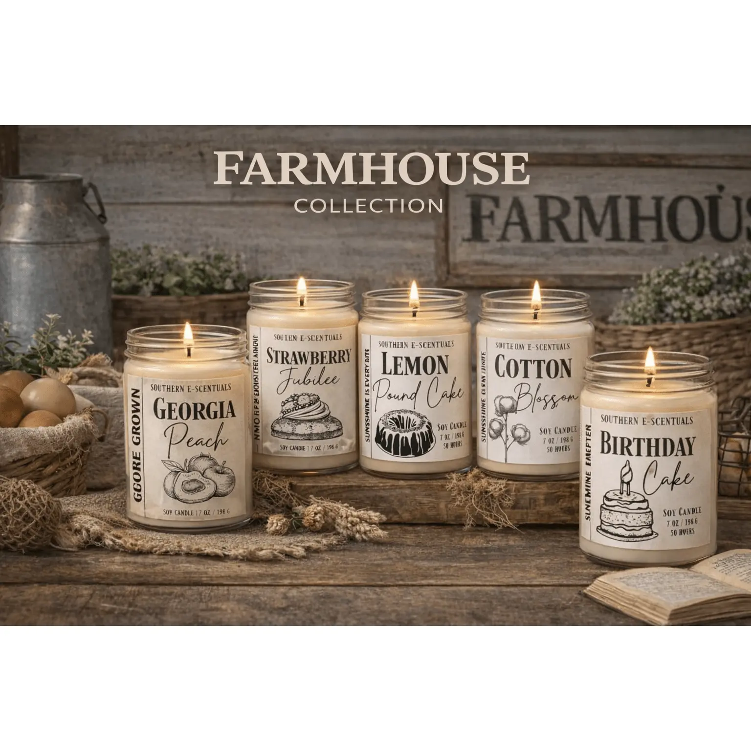 Farmhouse Soy Candle | Bakery & Cozy Scents | Handmade Wooden Wick Candle Gift