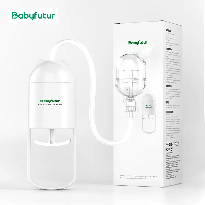 Baby Futur Manual Nasal Aspirator - Anti-Reflux Soft Silicone, Gentle & Safe for Infants, Nose Congestion Mucus Remover, Quiet, Portable, Compact with Travel Pouch for Baby Care