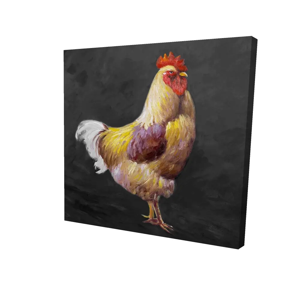 360 Stand Rustic Canvas Wall Print, 24x24 in. Rooster Artwork - Kitchen & Farm Animal Home Decor, Ideal Gift for Home Supplies, Decoration, Farmhouse, Kitchen Decor, Animal Farm Graphic Prints, Kitchen Decor Ideas, High Def Print