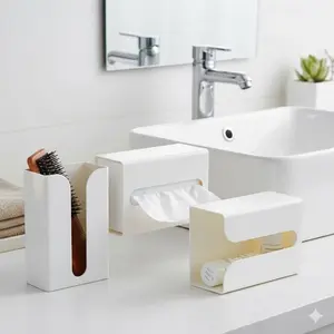 No Drill Wall Mount Tissue Holder, Drawer Storage Shelf for Kitchen Bathroom Living Room, Bathroom Accessory, Waterproof Mould Proof Paper Towel Dispenser, Tool Organizer with Strong Load Capacity for Bedroom Restaurant, Bathroom Decor Supplies