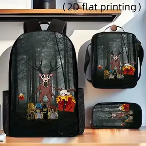 Christmas Season 99 Nights in The Forest Backpack 3pcs Set Includes a Backpack, a Crossbody Bag, And a Storage Pouch, Suitable for Daily School Use, Hiking, And Outdoor Activities
