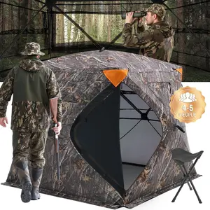【Summervibes】VEVOR Hunting Blind,  270° See Through Ground Blind, 4-5 Person Pop Up Deer Blind for Hunting with Carrying Bag, Portable Resilient Hunting Tent, One-Way See-Through Mesh for Turkey and Deer Hunting